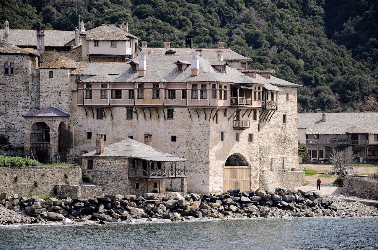 Historic monastery in mount athos